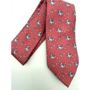 Vineyard Vines Necktie Pink Crab Print Silk Made In USA